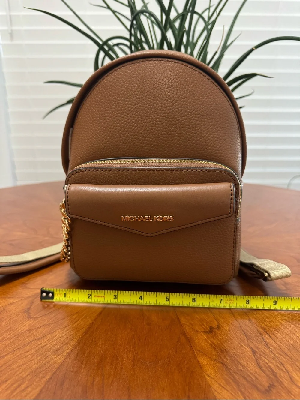 Michael Kors Brown Mini Logo Backpack with Gold Hardware